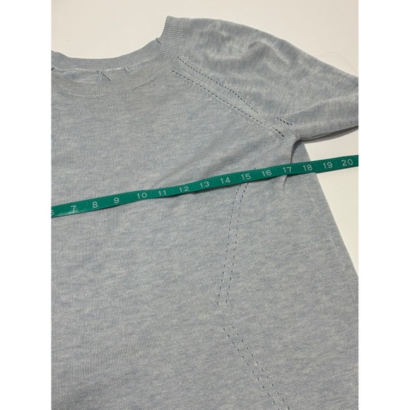 Lululemon Open Back Pointelle Knit Sweater Heathered Blue Crewneck Womens Size 6 - Picture 5 of 10